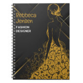 ゴールデンモダンエレガントガウン夏のファッション ノートブック (正面)