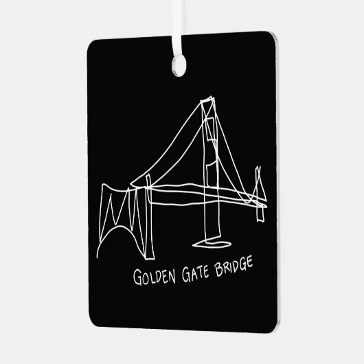 ゴールデンモダンゲートブリッジドードル付/写真と文字 メタルオーナメント (正面左)
