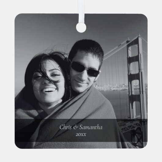 ゴールデンモダンゲートブリッジドードル付/写真と文字 メタルオーナメント (裏面)