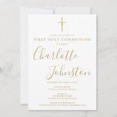 ゴールデンモダンシグネチャーの最初の聖餐式の写真 招待状 (正面)