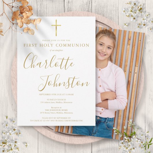 ゴールデンモダンシグネチャーの最初の聖餐式の写真 招待状