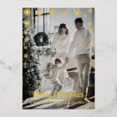 ゴールデンモダンスノーフレーク1枚フォト金ゴールドブラック 箔シーズンカード (正面)