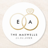 ゴールデンモダンズ結婚リングや輪披露宴 ラウンドペーパーコースター (正面)