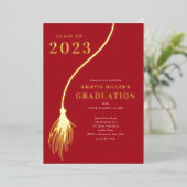 ゴールデンモダンタッセル卒業 箔招待状 (立ち正面)