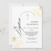 ゴールデンモダンダストタイポグラフィクロスバプテスマ 招待状 (正面)