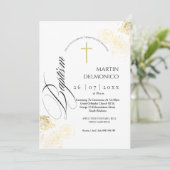 ゴールデンモダンダストタイポグラフィクロスバプテスマ 招待状 (スタンド正面)