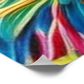 ゴールデンモダンティール（緑がかった色）とレッドホース抽象芸術2 ポスター (角)