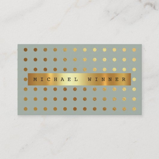 ゴールデンモダンドッツミントパステルビップゴールデンフォイル 名刺 (正面)