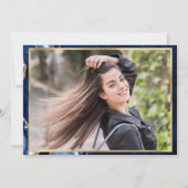 ゴールデンモダンネイビーブルーマーブル卒業パーティー 招待状 (裏面)