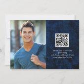 ゴールデンモダンネイビーブルーマーブル卒業パーティー 招待状 (裏面)