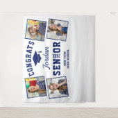 ゴールデンモダンネイビー卒業写真ブース背景 タペストリー (正面)