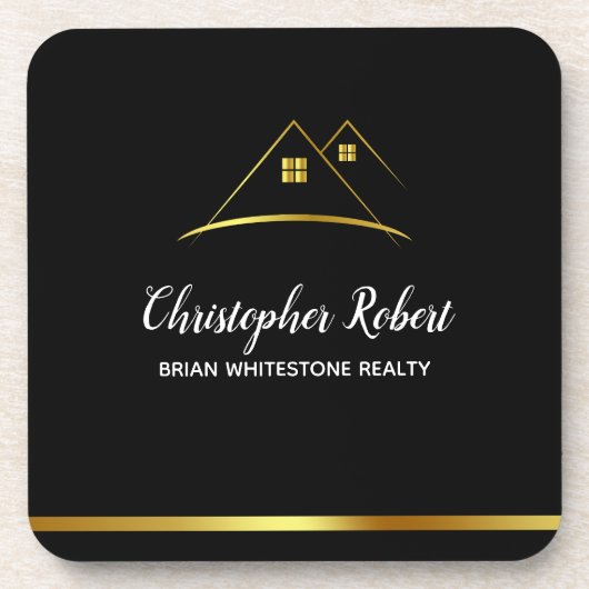 ゴールデンモダンハウスロゴ実在エテート コースター (正面)