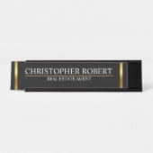 ゴールデンモダンハウスロゴ実在エテート デスクネームプレート (正面)