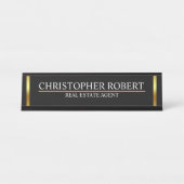 ゴールデンモダンハウスロゴ実在エテート デスクネームプレート (正面)