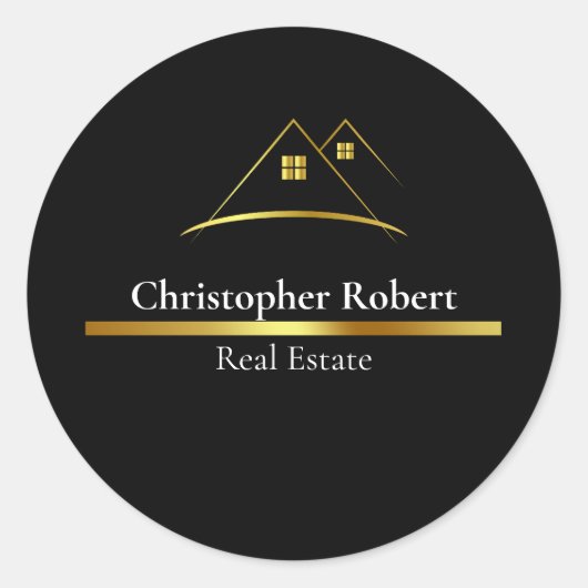 ゴールデンモダンハウスロゴ実在エテート ラウンドシール (正面)