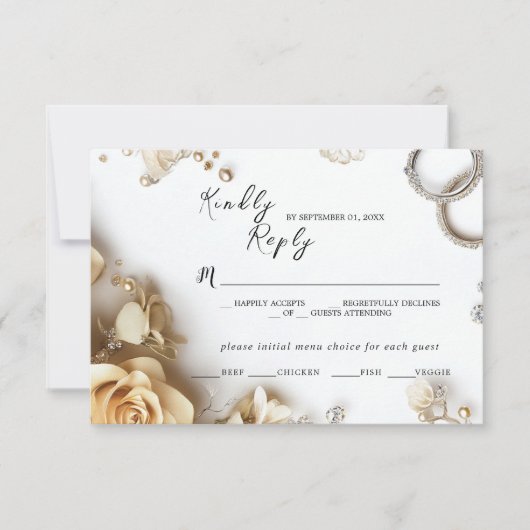 ゴールデンモダンバラ春の結婚式応答カード 出欠カード (正面)