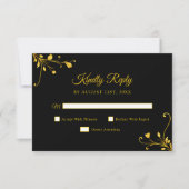 ゴールデンモダンブラックミニマリストキンセアニェラ 出欠カード (正面)