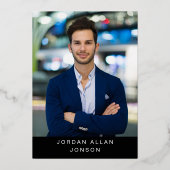 ゴールデンモダンブラック卒業パーティーゴールドフォイル 箔招待状 (裏面)