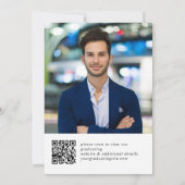 ゴールデンモダンブラック卒業パーティー写真QRコード 招待状 (裏面)