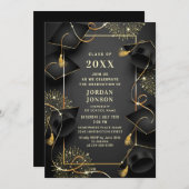 ゴールデンモダンブラック卒業パーティー 招待状 (正面/裏面)