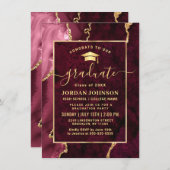 ゴールデンモダンブルゴーニュ大理石卒業パーティー 招待状 (正面/裏面)