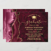 ゴールデンモダンブルゴーニュ大理石卒業パーティー 招待状 (正面/裏面)