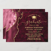 ゴールデンモダンブルゴーニュ大理石卒業パーティー 招待状 (正面/裏面)