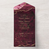 ゴールデンモダンブルゴーニュ大理石瑪瑙結婚の オールインワン招待状 (内側)