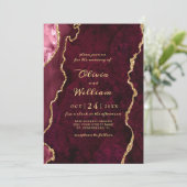 ゴールデンモダンブルゴーニュ大理石瑪瑙結婚の 招待状 (スタンド正面)