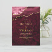 ゴールデンモダンブルゴーニュ大理石瑪瑙結婚の 招待状 (スタンド正面)