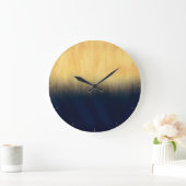 ゴールデンモダンブルーのブラシストローク ラージ壁時計 (ホーム)