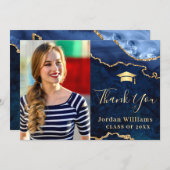 ゴールデンモダンブルーマーブルゲート卒業 サンキューカード (正面/裏面)