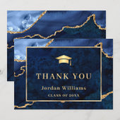 ゴールデンモダンブルーマーブルゲート卒業 サンキューカード (正面/裏面)