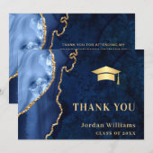 ゴールデンモダンブルーマーブルゲート卒業 サンキューカード (正面/裏面)