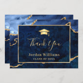 ゴールデンモダンブルーマーブルゲート卒業 サンキューカード (正面/裏面)