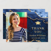 ゴールデンモダンブルーマーブルゲート卒業 サンキューカード (正面/裏面)