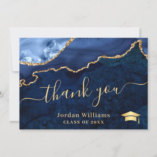 ゴールデンモダンブルーマーブルゲート卒業 サンキューカード (正面)