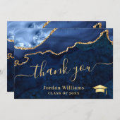 ゴールデンモダンブルーマーブルゲート卒業 サンキューカード (正面/裏面)