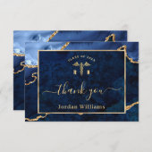 ゴールデンモダンブルーマーブルゲートRN卒業 サンキューカード (正面/裏面)