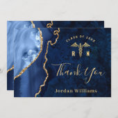 ゴールデンモダンブルーマーブルゲートRN卒業 サンキューカード (正面/裏面)