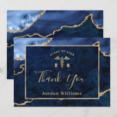 ゴールデンモダンブルーマーブルゲートRN卒業 サンキューカード (正面/裏面)