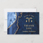 ゴールデンモダンブルーマーブルゲートRN卒業 サンキューカード (正面)