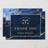 ゴールデンモダンブルーマーブルゲートRN卒業 サンキューカード (正面/裏面)