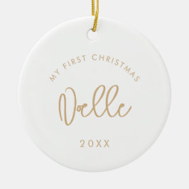 ゴールデンモダンベビーの初めてのクリスマス写真 セラミックオーナメント