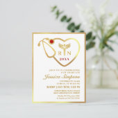 ゴールデンモダンホワイト看護卒業招待状 ポストカード (スタンド正面)