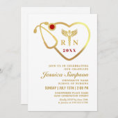 ゴールデンモダンホワイト看護学校卒業 招待状 (正面/裏面)