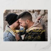 ゴールデンモダンミスター&ミスターHappiest Holidays Christmas 箔シーズンカード (正面)