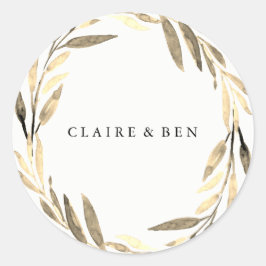 ゴールデンモダンリーフリース任意の大事な行事シール ラウンドシール