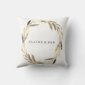 ゴールデンモダンリーフリース結婚ズ婚約パーティ クッション (裏面)