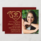 ゴールデンモダンレッド看護学校卒業会 招待状 (正面/裏面)